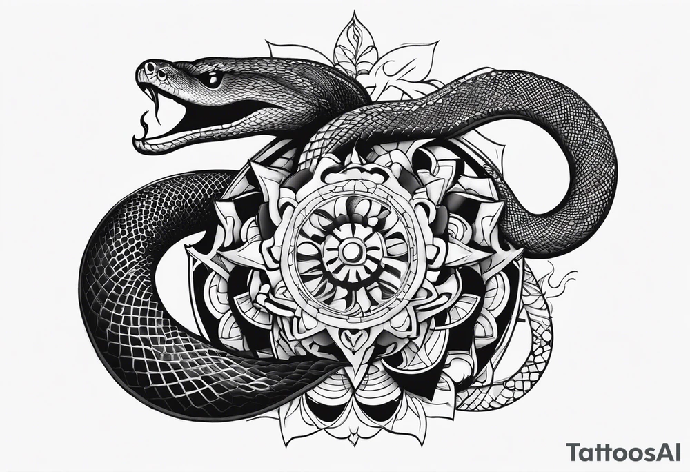 Aggresive Snake with an engine, also the design must be vertical. Also, the desing must be minimalistic not saturated. Remember the vertical proportion of the design. Within the design appears bullets tattoo idea