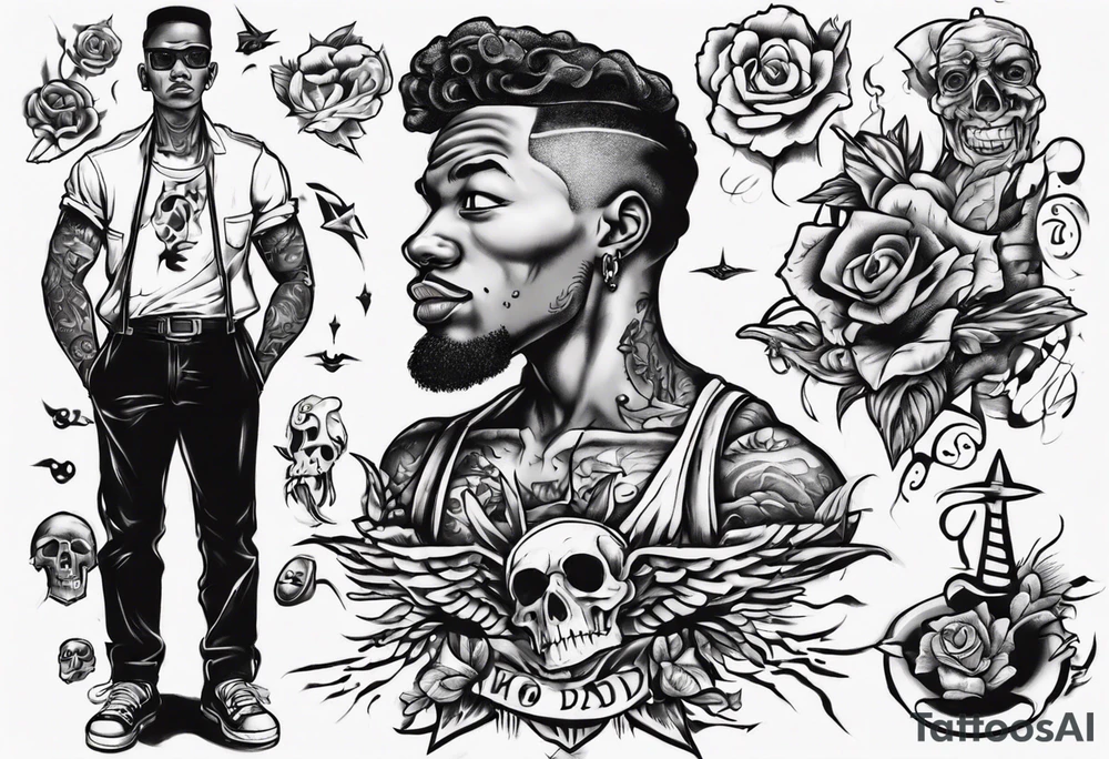 Black son who looks up to his dad tattoo idea