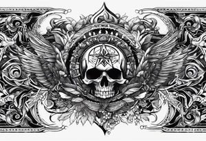 Forearm symbol of war and peace horizontal 30x8cm tattoo idea