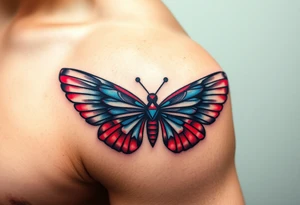 A Butterfly with Egyptian Hieroglyph Wings
 (only red , blue and black are possible colors) tattoo idea