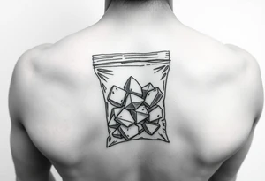 Small plastic baggie with shards of crystal meth inside of it tattoo idea