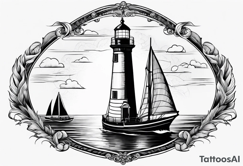sailboat sail in the shape of a maritime lighthouse. tattoo idea