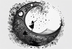 a moon made with the words “dancing in the moonlight” tattoo idea