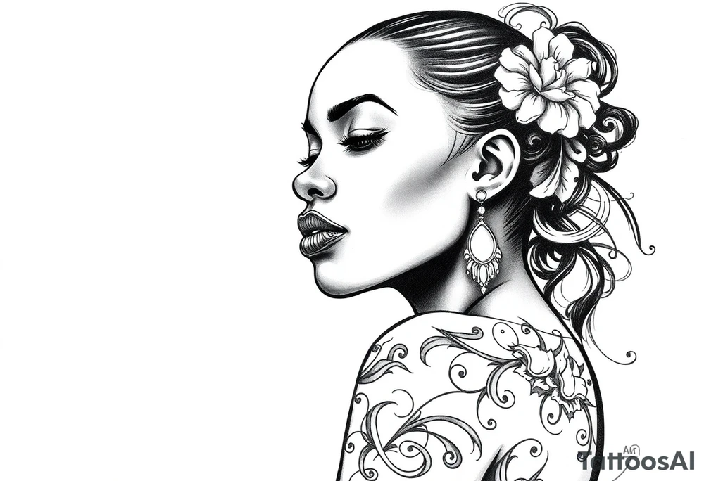 black woman being a overcoming hard times and loving herself again tattoo idea