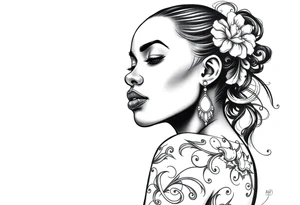 black woman being a overcoming hard times and loving herself again tattoo idea