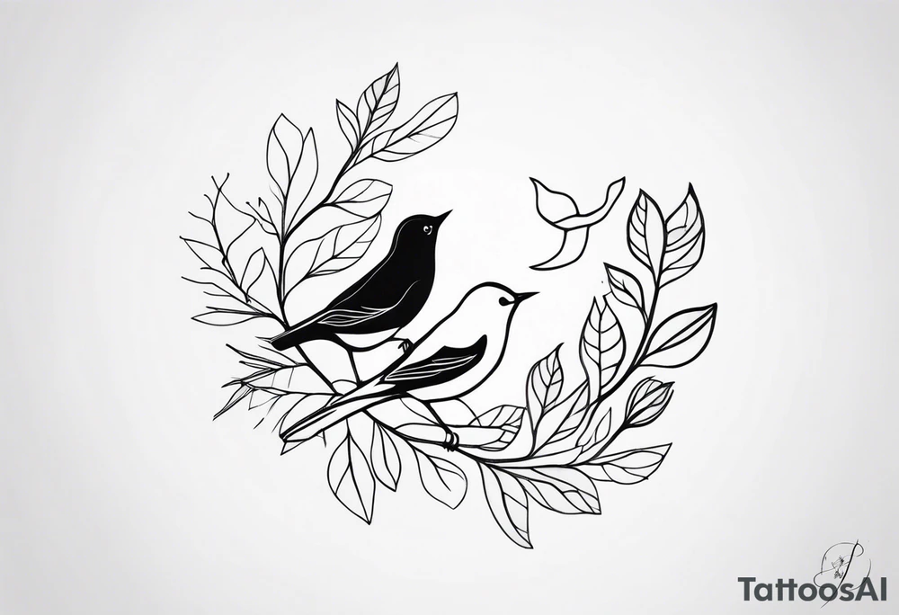 unique small feminine minimalist leaftattoo with birds tattoo idea unique small feminine minimalist leaftattoo with birds tattoo idea