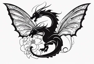 dragon with a butterfly design tattoo idea