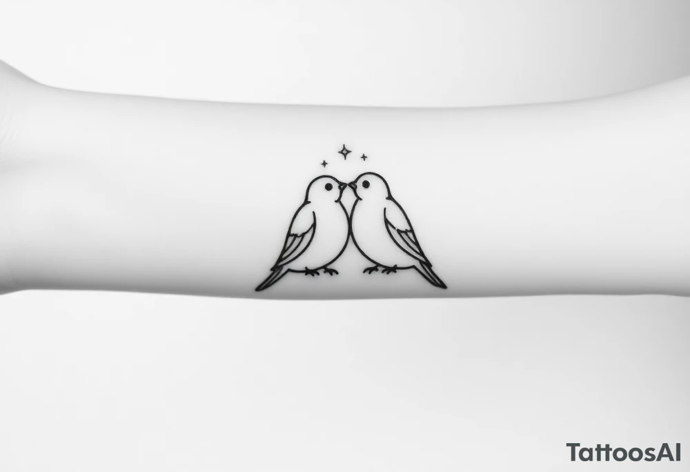 two birds sitting, stars and infinite theme couples tattoo tattoo idea