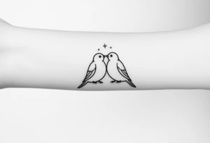 two birds sitting, stars and infinite theme couples tattoo tattoo idea