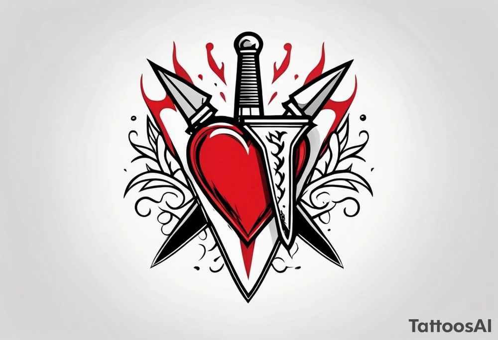 A heart stabbed by a dagger tattoo idea