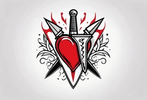 A heart stabbed by a dagger tattoo idea