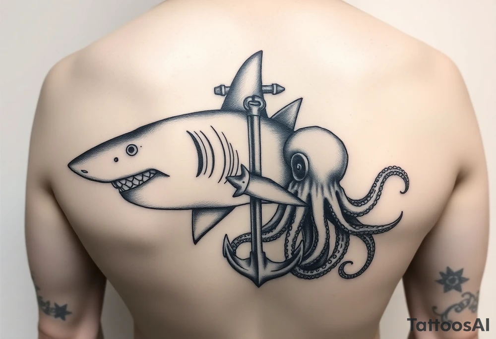 Hammerhead shark,anchor,octopus. tattoo idea