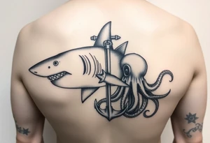 Hammerhead shark,anchor,octopus. tattoo idea