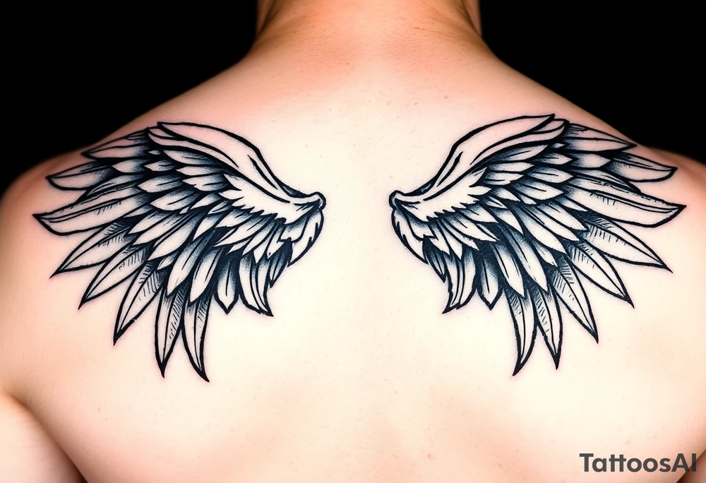 Retracted wings tattoo idea