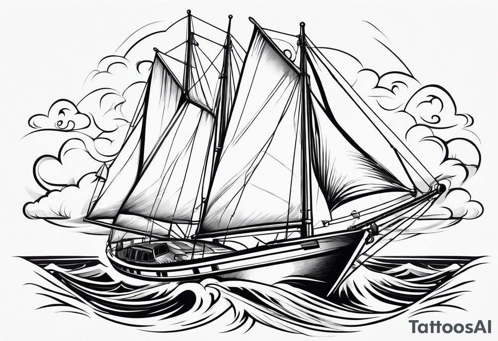 bow of a sailboat. tattoo idea