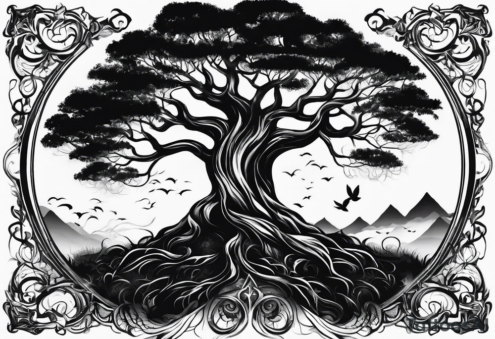Family tree with roots tattoo idea