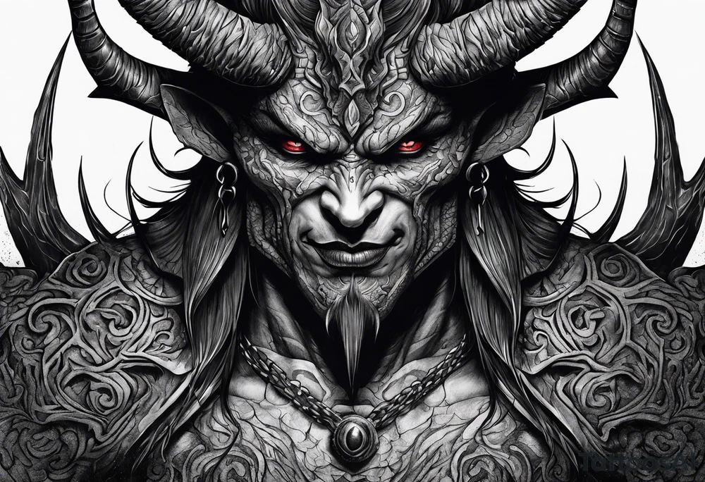 Dark demon with blood tattoo idea