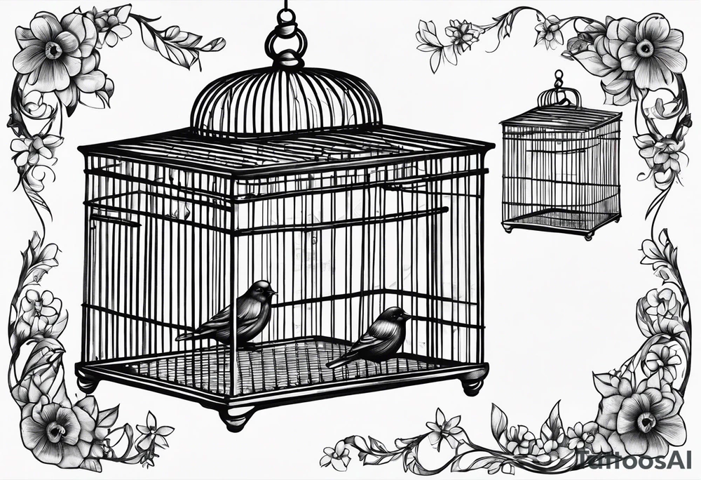 Empty bird cage tattoo idea
