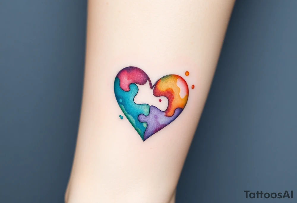 autism heart puzzle shape symbol tattoo idea