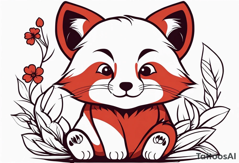 Red panda as a lucky cat tattoo idea
