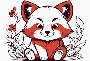 Red panda as a lucky cat tattoo idea