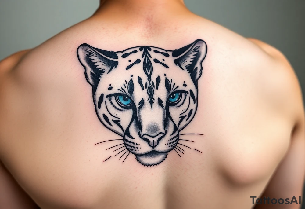 puma with blue eyes tattoo idea