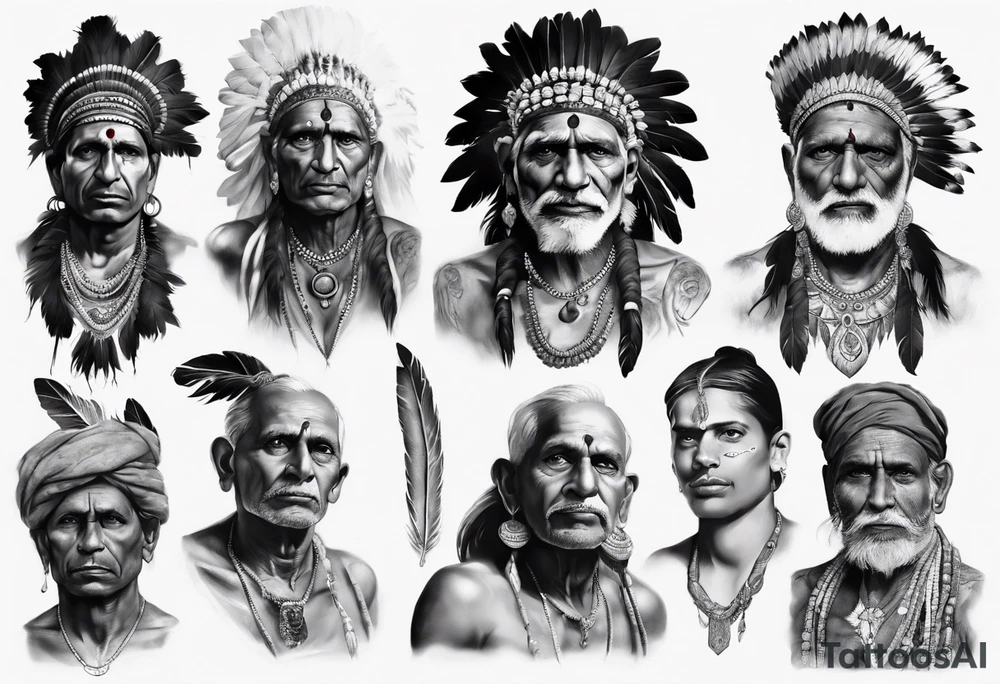 indian  man photorealism tattoo idea