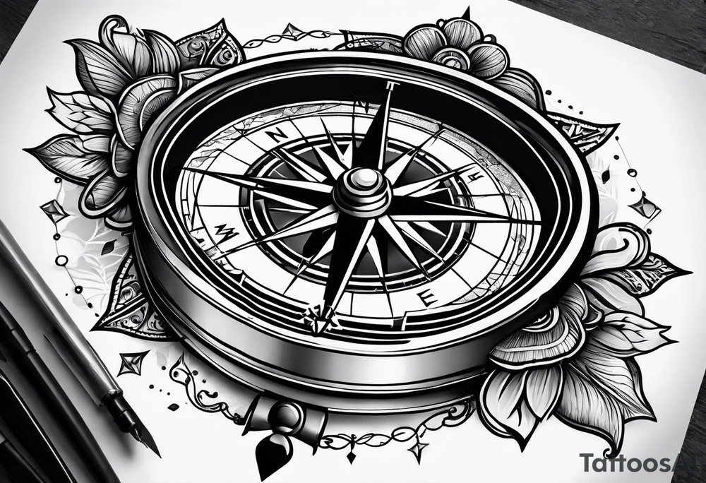 compass on a hand tattoo idea