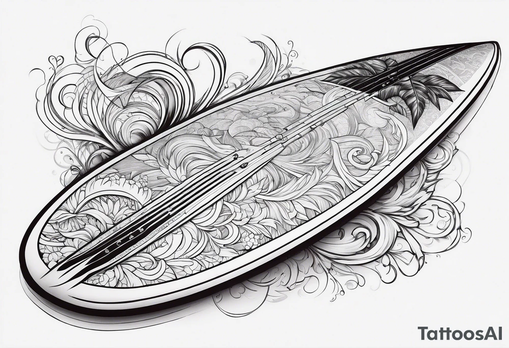 Surfboard white tattoo idea
