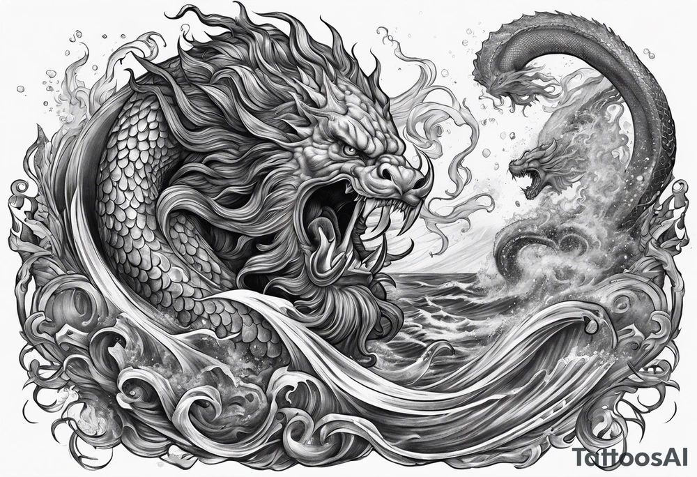 Poseidon battling kraken tattoo idea