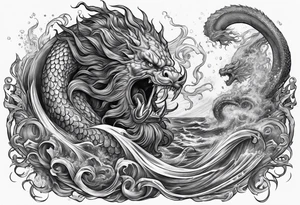 Poseidon battling kraken tattoo idea