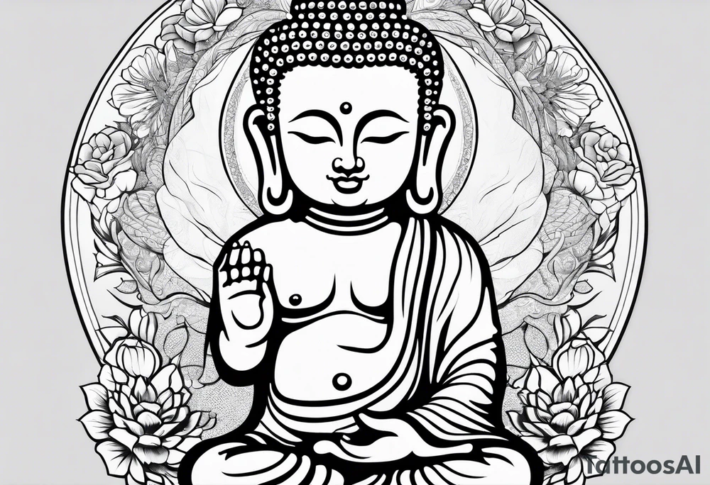 Buddha carrying Buddha baby tattoo idea