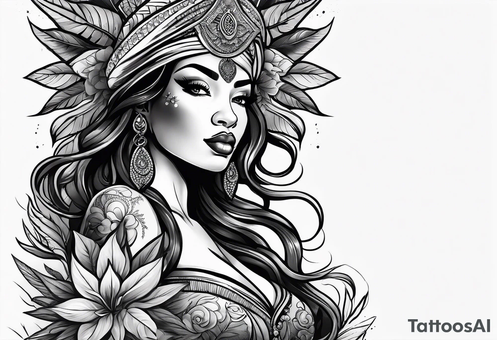 Black Goddess of sativa tattoo idea