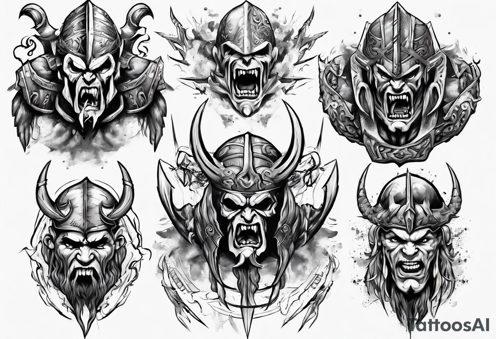 ocean gods thunder gladiator war aggressive tattoo idea