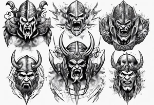 ocean gods thunder gladiator war aggressive tattoo idea