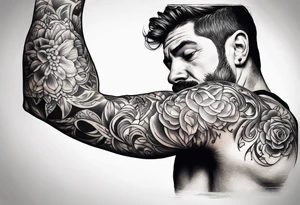 distressed pain tissue elbow man tattoo idea