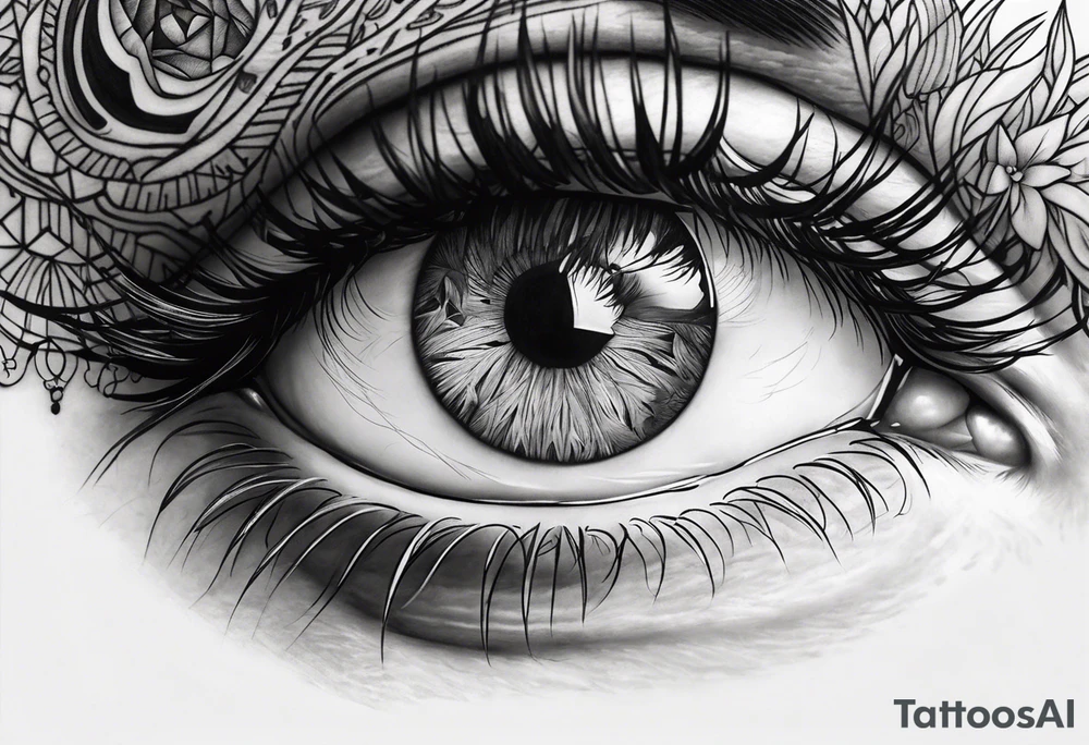 Tattoo of two eyes- women eye and panther eye tattoo idea