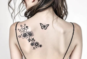 Butterfly and flowers tattoo idea