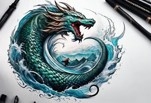 a Sleeve tattoo of Jörmungandr from god of war the game tattoo idea