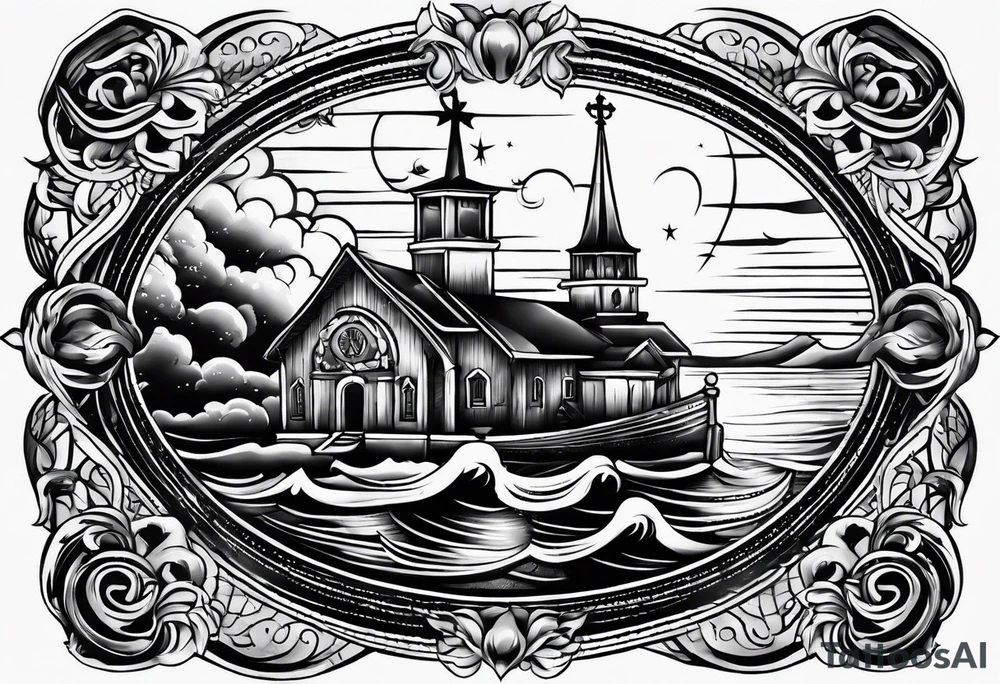 church burning tattoo idea