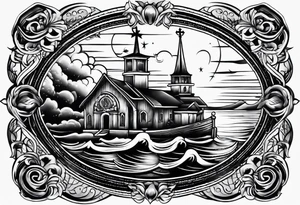 church burning tattoo idea