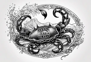 Scorpio zodiac sign with water element surrounding tattoo idea