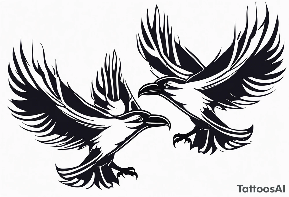 ravens in flight tattoo idea