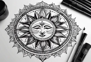 sun and moon line spirituality tattoo idea