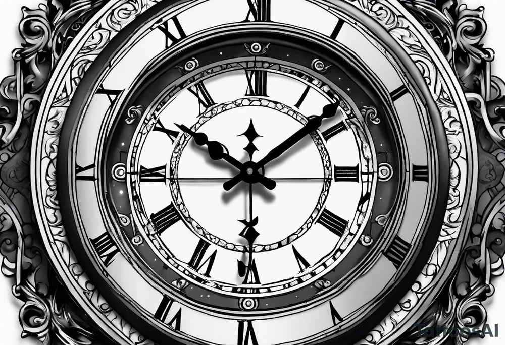 a moon as a pocket watch tattoo idea