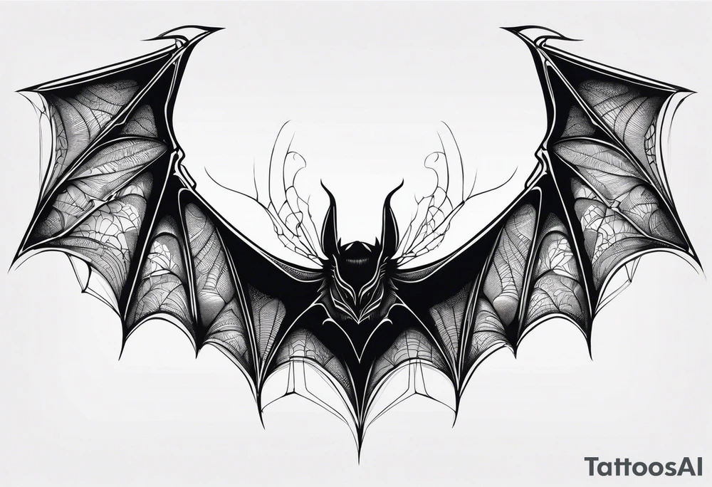 Bat upside down, wings made of spider web, wings wide open tattoo idea Bat upside down, wings made of spider web, wings wide open tattoo idea