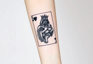 king of hearts card with arm Darth Vader card with paw prints and princess crown tattoo idea