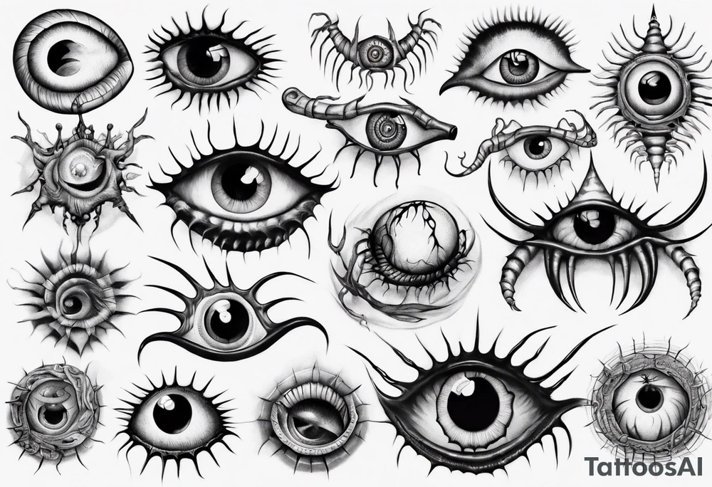 eyeball centipede tattoo idea