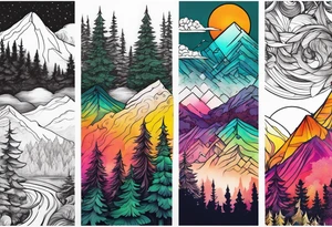 forest mountain forearm tattoo idea