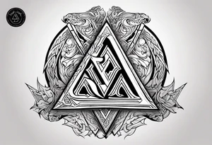 Valhalla sword 
 dragon axe Valknut tattoo idea